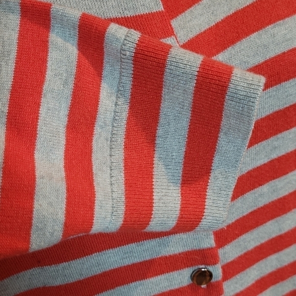 BANANA REPUBLIC Striped Cardigan, Red/Grey Silver Tone Buttons - Picture 6 of 9